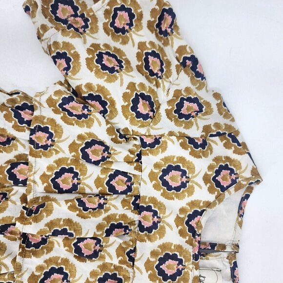 Peek Girls Boho Patterned Ruffled Front Cotton 3/4 Sleeve Blouse Size M 6-7 - Picture 2 of 10